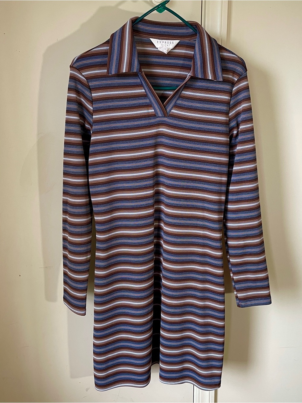 Vintage 90s Striped EXPRESS TRICOT Mini Dress Size Large Grunge Geek Delias Y2K